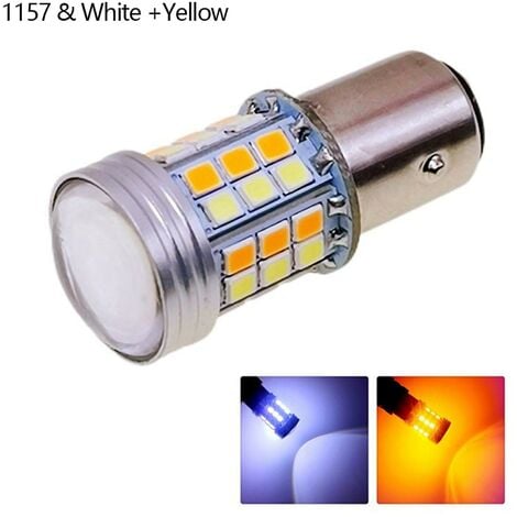 10 Stück LED-Birne, zweifarbig, T25 3157, P27/7 W, Auto-Blinker, Weiß + Gelb
