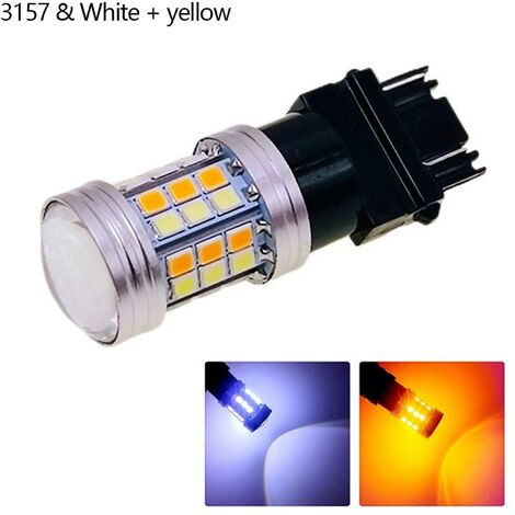10 Stück LED-Birne, zweifarbig, T25 3157, P27/7 W, Auto-Blinker, Weiß + Gelb