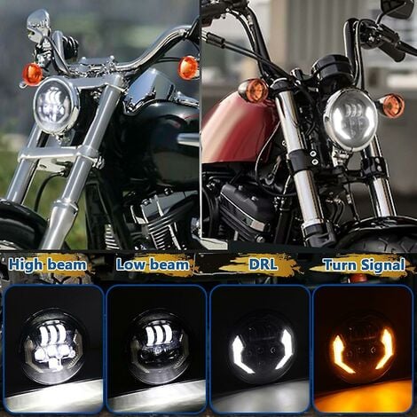 Motorrad 7 Zoll LED-Scheinwerfer, Scheinwerfer mit weißem Drl-Blinker,  Hi/Lo-Beam, rund für Touren