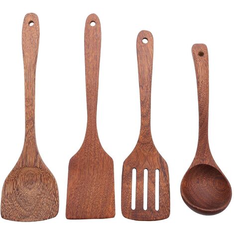 Holzlöffel zum Kochen, Küchenutensilien, unbemalt und wachsfrei, handgefertigt von Natural Wood Cooking U (1/5)