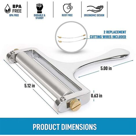 FEVKFTXF Käsehobel Edelstahl - Professionelle Käseschneidemaschine Mit 5 Ersatzdrähten