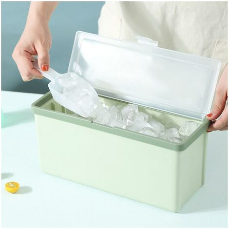 Eiswürfelschale mit Deckel und Behälter, Eisschale wird mit Eisbehälter, Schaufel und Eisbox mit Deckelfreigabe geliefert
