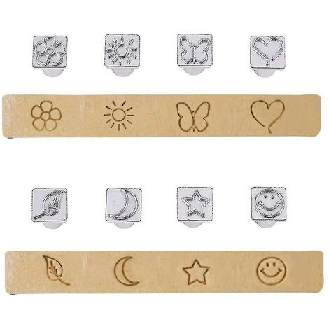 9-teiliges Metall-Stempel Set Mit Sonne & Stern Motiven - Für Leder & Holz