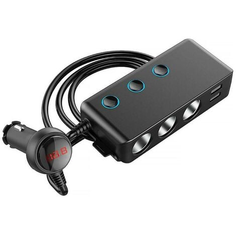 Auto-Auto-Feuerzeug, eins für vier Schnelllade-USB-Anschlüsse, 3  Anschlüsse, 1qc3.0, hinterer Clip, LED