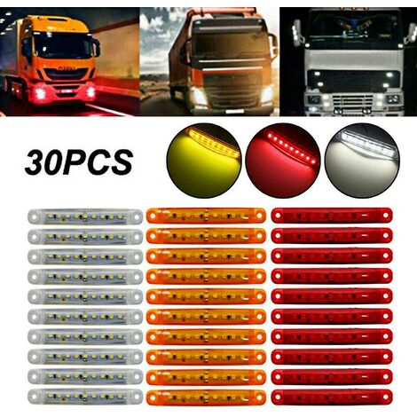 30 x versiegelte rot-weiße 9-LED-Seitenmarkierungsleuchten für LKW-Anhänger,  10,2 cm (4 Zoll)