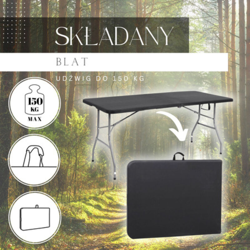 Tavolo Pieghevole 1,5 M Extra Resistente Per Feste, Campeggio, Giardino – Trasporto Facile - 10