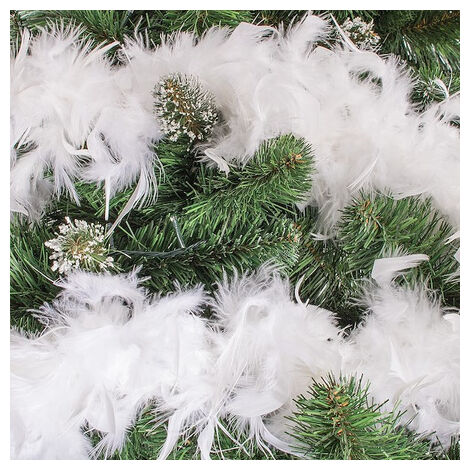 Boa con piume naturali 600 cm, catena per l'albero di Natale, decorazione  natalizia bianca