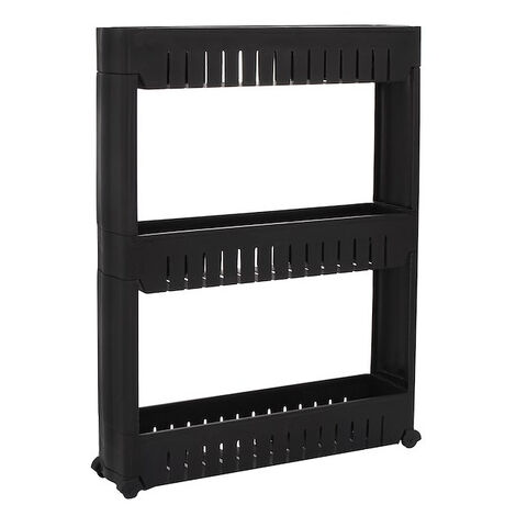 Armadio Da Bagno Mobile | 30x30x95 Cm | Nero | In Truciolato Con 3 Ripiani