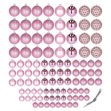 Palline per l'albero di Natale 100 pezzi decorazioni natalizie rosa set da 6/4/3 cm.