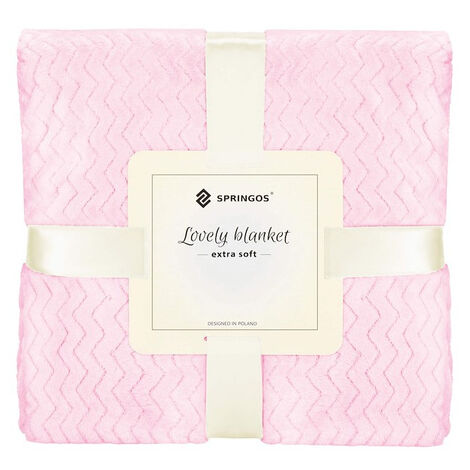 Coperta in pile con stampa rosa e sfondo rosa, per divano, leggera, in peluche