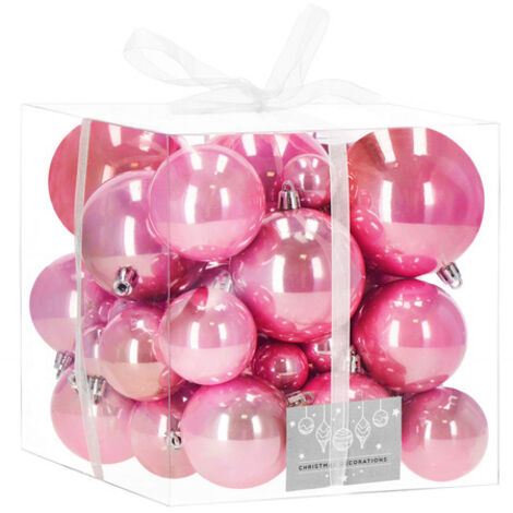 KADAX 4 Palline Di Natale Infrangibili In Plastica, Design Stelle E Gelato, Colori Rosso, Rosa, Argento, Oro