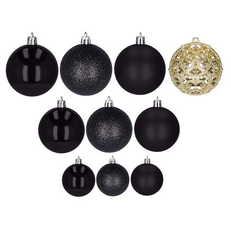 24 Palline Di Natale Opache Colore Nero – Set Decorazioni Infrangibili Per Albero