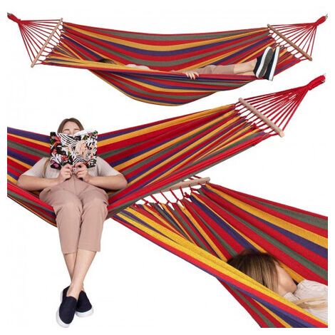 Lazy Daze Hammocks Amaca doppia in tessuto trapuntato da 3,5 m, con barra di spalmatura e cuscino staccabile, amaca per 2 persone per esterni, patio, cortile, piscina, capacità di carico 204 kg