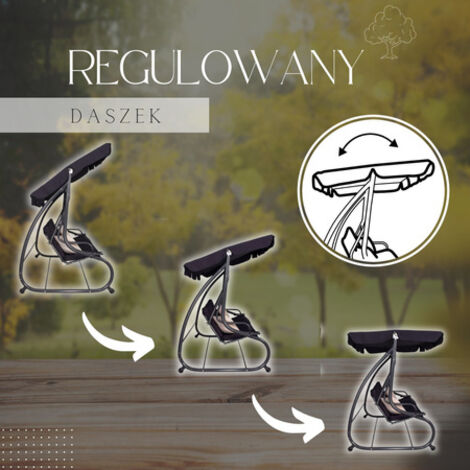 Altalena Da Giardino 2 Posti - Con Tetto Regolabile, Schienale Traspirante, Carico 240kg, 152x112x165cm - Foto 7