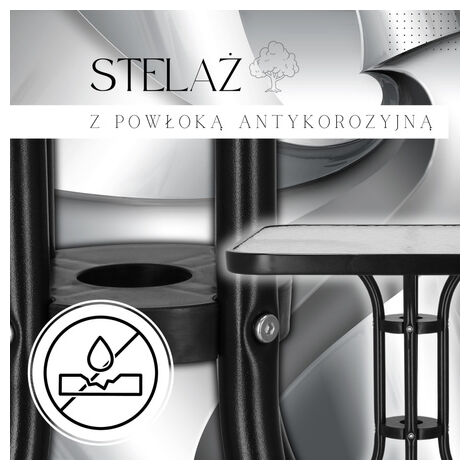 Tavolo Bistro Mojawo® Quadrato In Vetro E Metallo 60x60x70 Cm - Antracite/Grigio Scuro, Piano In Vetro Scanalato, Base In Metallo Verniciato A Polvere, Ideale Per Balcone, Giardino, Terrazza, Interni Ed Esterni