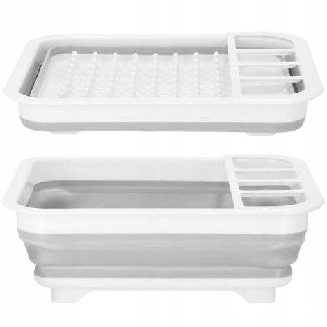 ASCIUGATRICE PIEGHEVOLE GRANDE IN SILICONE GRIGIO SCOLAPIATTI PER STOVIGLIE POSATE PIATTI (1/5)