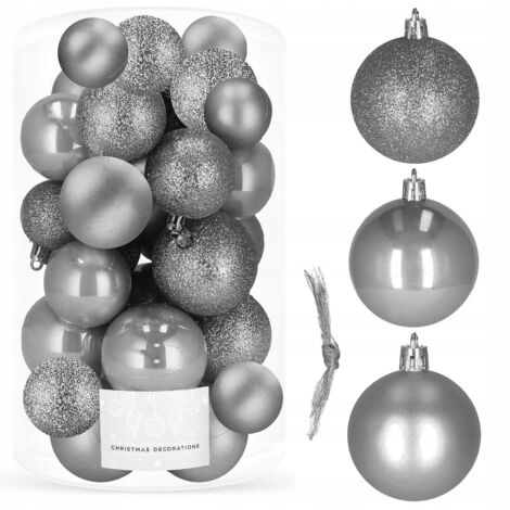 Palline Per Albero Di Natale 8 Cm 6 Palline Natalizie In Vetro Trasparente Con Pois Da 10 Cm, Pendaglio Decorato -Argento Decorazioni Albero Natale Eleganti