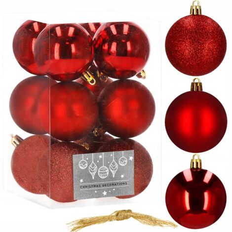 Palline Albero Di Natale In Vetro 6cm: 20 Pezzi Tra Lucido E Opaco In Un Elegante Rosso Scuro