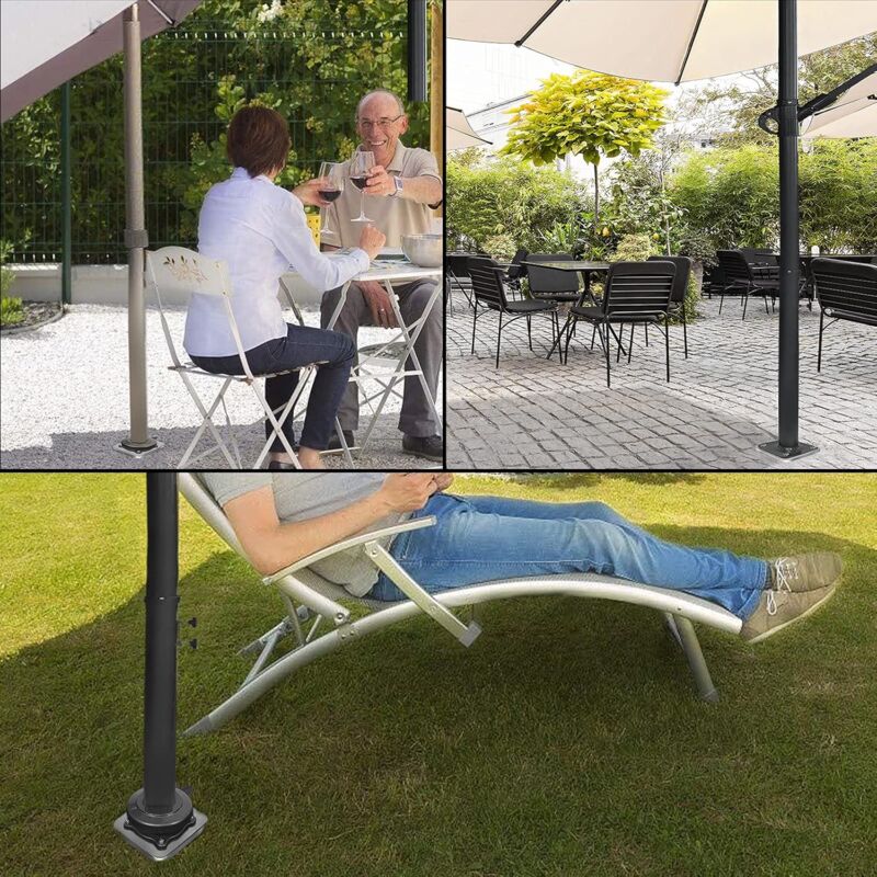 Support De Parasol En Acier Avec Tige Vissée - Ancrage Sol Jardin Pour Parasols Et Sèche-Linge - Diam. Mât 25-60mm