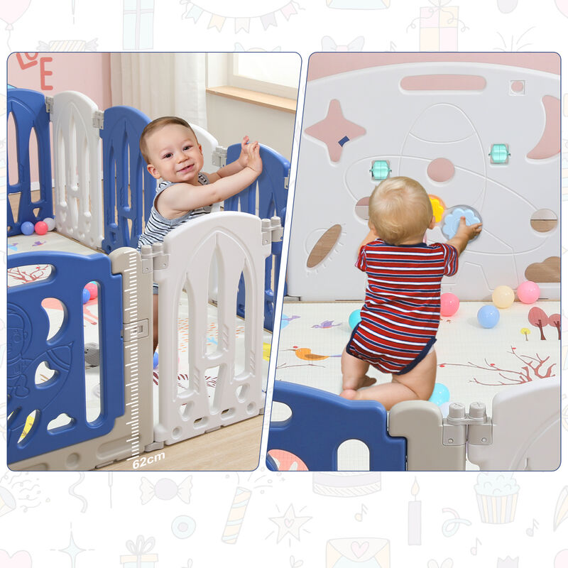 Aufun Parc Bébé Parc Pliable avec Porte et Planche à Jouets, 12