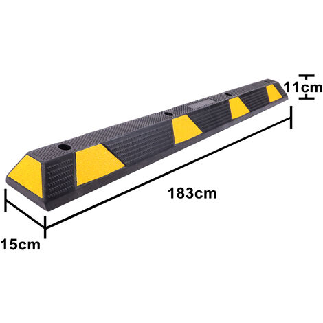 Primematik - Butoir De Stationnement Arrêt Roue Pour Parking En Caoutchouc Et Réflecteurs 182 Cm
