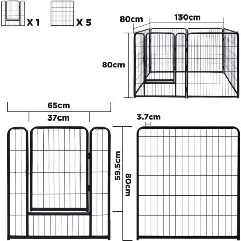 AUFUN 6-Tlg Enclos Pliable pour Chiots Parc pour Animaux de 80cm de Haut, Verrouillage Automatique, Chiots Parc avec Porte