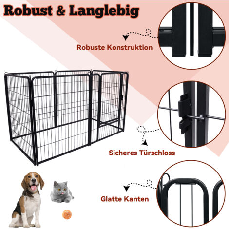 AUFUN 6-Tlg Enclos Pliable pour Chiots Parc pour Animaux de 80cm de Haut, Verrouillage Automatique, Chiots Parc avec Porte