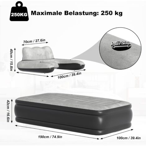 KESSER Matelas Gonflable Lit Gonflable Lit d'appoint autogonflant avec Pompe électrique intégrée, Matelas pneumatique pour Le Camping ou Un Usage Domestique avec Sac, 2 Personnes, 203 x 152,5 x 51 cm