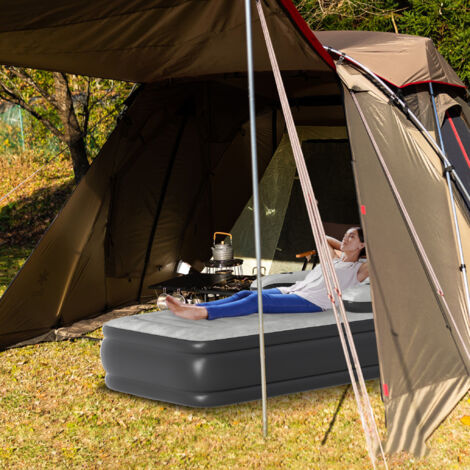 Suusolny Canapé Gonflable 2 Places 176x86x69cm Avec Pompe - Confortable Pour Camping, Extérieur Et Invités, Kaki