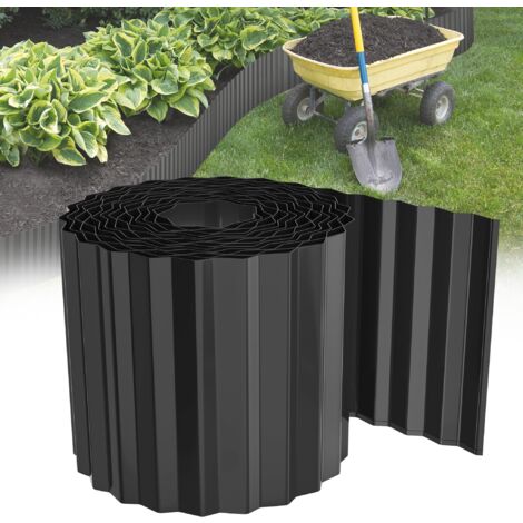 Bordure De Jardin Métallique Galvanisée Flexible - Longueur 15m (15x100cm), Noir, Pour Délimiter Pelouse Et Massifs