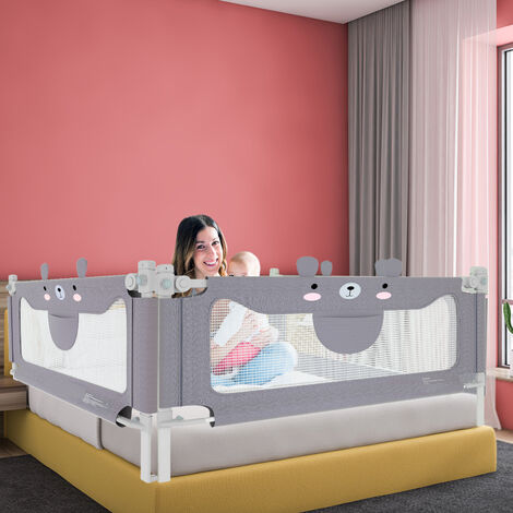 AUFUN Barrière de lit antichute, Barrière de lit pour enfants avec filet  aéré, double protection, blocage
