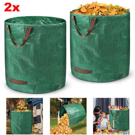 AUFUN sacs de jardin avec poignées, sac à feuilles 272L pour déchets de  jardin, stable aux UV et hydrofuge, déchets verts(lot de 2)