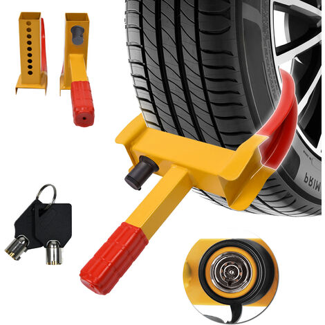 Lot De 2 Sabots De Roue Antivol - Noyau Cuivre, Serrure De Sécurité + 2 Clés - Pour Voiture, Remorque, Camping-car