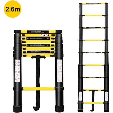 Echelle Télescopique 2,6M en Aluminium Charge Max 150KG - Costway