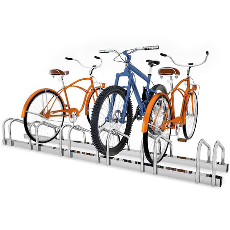 Support à Vélos KARAT Linus Pour 3 Vélos - Fixation Murale Ou Au Sol - Acier Argenté, Pneus Jusqu'à 55 Mm
