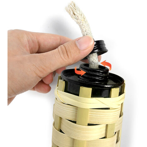 AUFUN Set de 24 flambeaux de jardin, flambeau de jardin en bambou,avec mèche, flambeau d'ambiance pour l'extérieur, hauteur : 90 cm