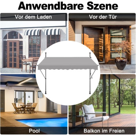 AUFUN Store banne manuelle Store pour balcon(300cm,Gris clair)