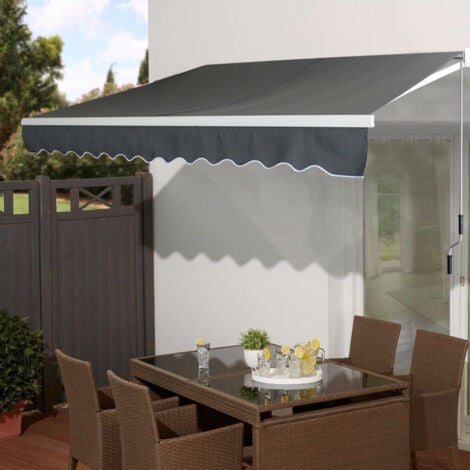 AUFUN Store Banne de Balcon Rétractable avec Tissu Résistant 250x200 cm Gris foncé