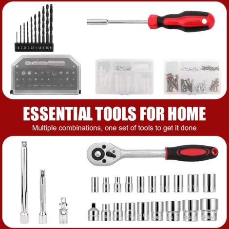 DEWINNER Boîte à Outils Complete 325 Pièces, Caisse a Outils avec Boîte, Portable Outils avec Boîte Résistante à Tiroirs, Outil Multifonction Parfait pour Réparation Dommestique ou de Travail