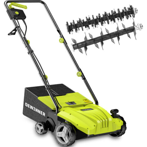 Dewinner – Scarificateur électrique 1500 W – Largeur de travail 32 cm – Bac de ramassage 30 L – Fonction aérateur – Hauteur réglable 4 positions - 3200rpm