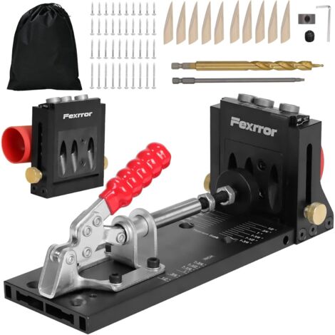 Kit de Gabarit de Percage, Dispositif de Perçage à 15 Degrés de Vis de Poche en Aluminium, Gabarit de Trou de Poche pour Menuisiers Professionnels et Les Amateurs de Bricolage