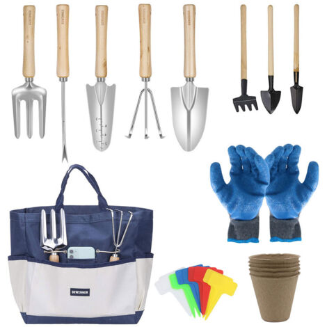 Outils de Jardinage, DEWINNER à Main Ensemble Outils de Jardin pour Plantes, 23 PCs Kit Avec Sac de Rangement, acier inoxydable, cadeau de femme homme