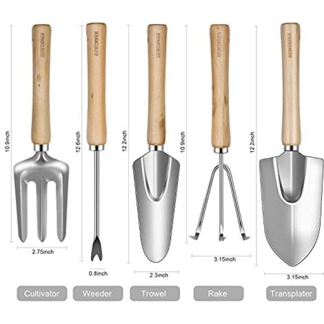 Outils de Jardinage, DEWINNER à Main Ensemble Outils de Jardin pour Plantes, 23 PCs Kit Avec Sac de Rangement, acier inoxydable, cadeau de femme homme