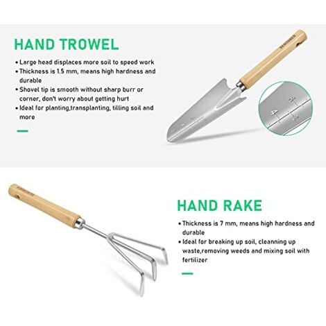 Outils de Jardinage, DEWINNER à Main Ensemble Outils de Jardin pour Plantes, 23 PCs Kit Avec Sac de Rangement, acier inoxydable, cadeau de femme homme