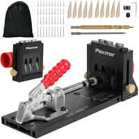 Kit de Gabarit de Percage, Dispositif de Perçage à 15 Degrés de Vis de Poche en Aluminium, Gabarit de Trou de Poche pour Menuisiers Professionnels et Les Amateurs de Bricolage