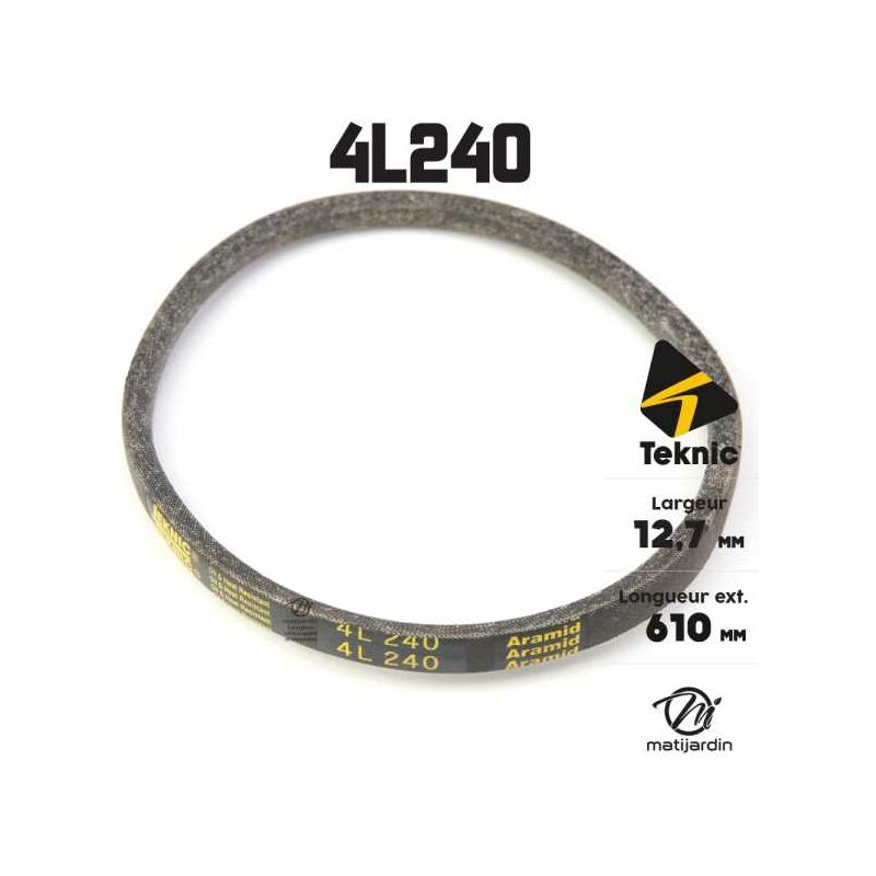 Courroie Tondeuse Matijardin 4L630 Kevlar | 12.7mm X 1600mm | Trapézoïdale | Compatible John Deere, MTD, Murray, Etc. | Pour Tondeuses Autoportées