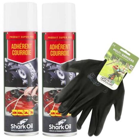 Adhérent courroies tondeuse 400 ml Shark Oil par 2 + gants multi-services (1/5)