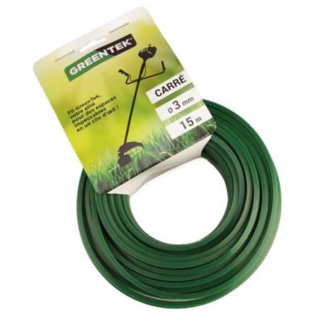 Fil débroussailleuse Greentek carré 3 mm x 15 m (1/4)