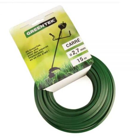 Fil débroussailleuse Greentek carré 2,7 mm x 15 m (1/4)