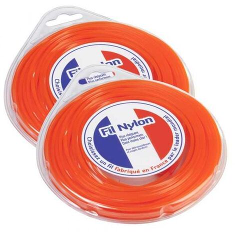 Fil nylon 3 mm x 12 m Carré Orange Blister par 2 (1/5)